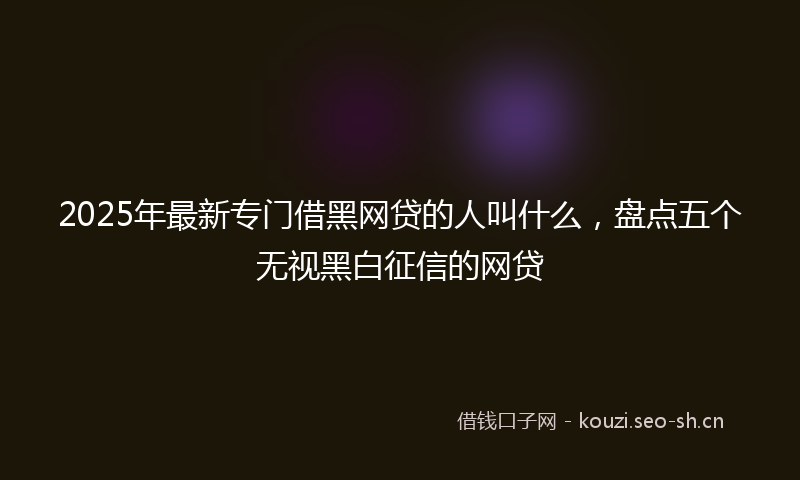 2025年最新专门借黑网贷的人叫什么，盘点五个无视黑白征信的网贷