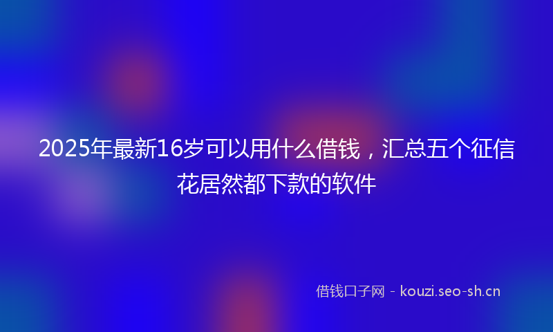 2025年最新16岁可以用什么借钱，汇总五个征信花居然都下款的软件