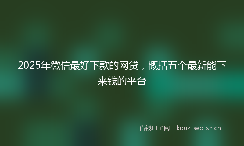 2025年微信最好下款的网贷，概括五个最新能下来钱的平台