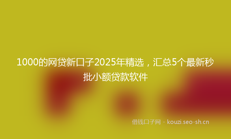 1000的网贷新口子2025年精选，汇总5个最新秒批小额贷款软件