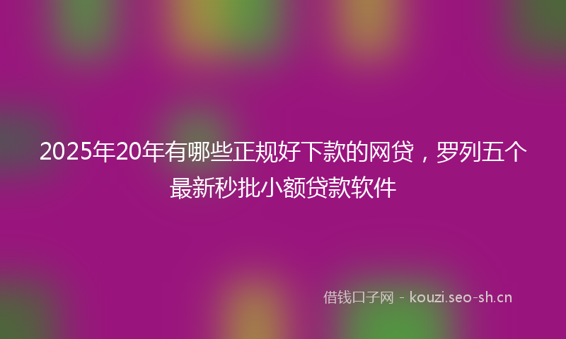 2025年20年有哪些正规好下款的网贷，罗列五个最新秒批小额贷款软件