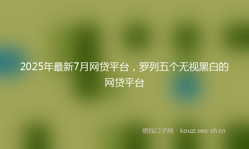 2025年最新7月网贷平台，罗列五个无视黑白的网贷平台