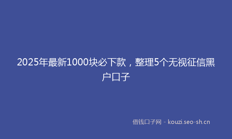 2025年最新1000块必下款，整理5个无视征信黑户口子