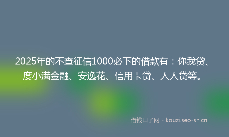 2025年的不查征信1000必下的借款有：你我贷、度小满金融、安逸花、信用卡贷、人人贷等。