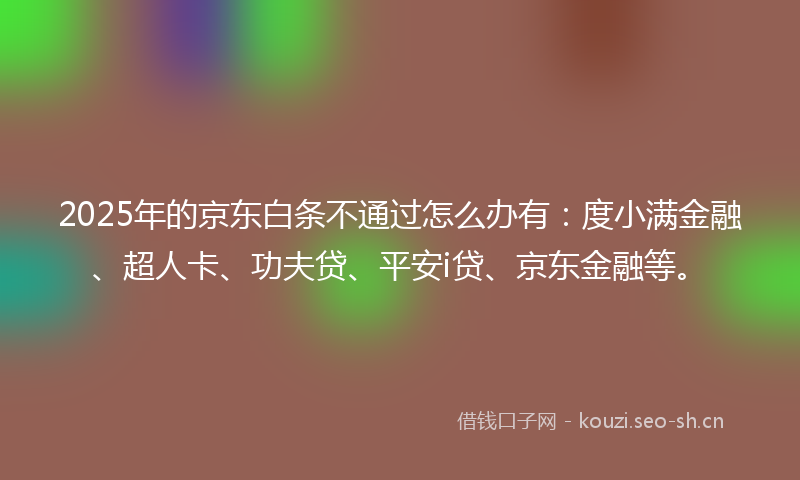 2025年的京东白条不通过怎么办有：度小满金融、超人卡、功夫贷、平安i贷、京东金融等。