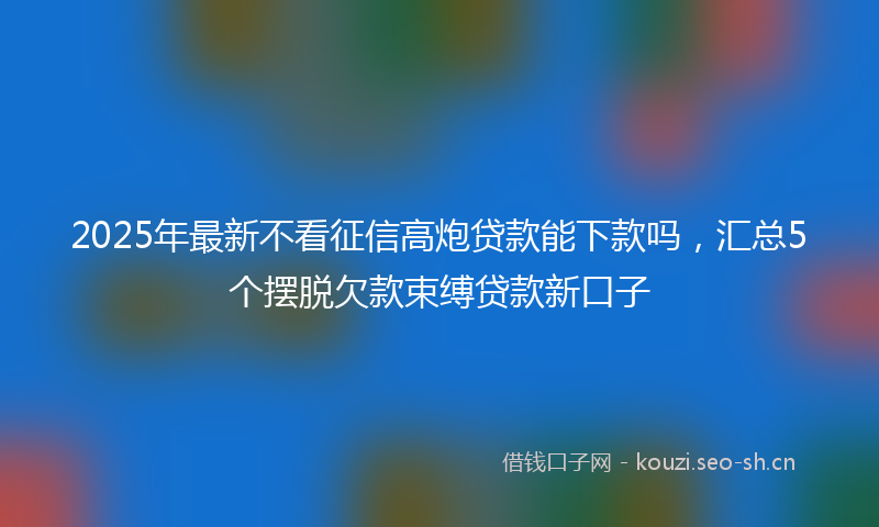 2025年最新不看征信高炮贷款能下款吗，汇总5个摆脱欠款束缚贷款新口子