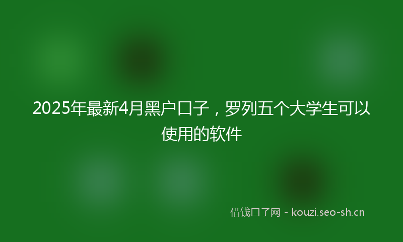 2025年最新4月黑户口子，罗列五个大学生可以使用的软件