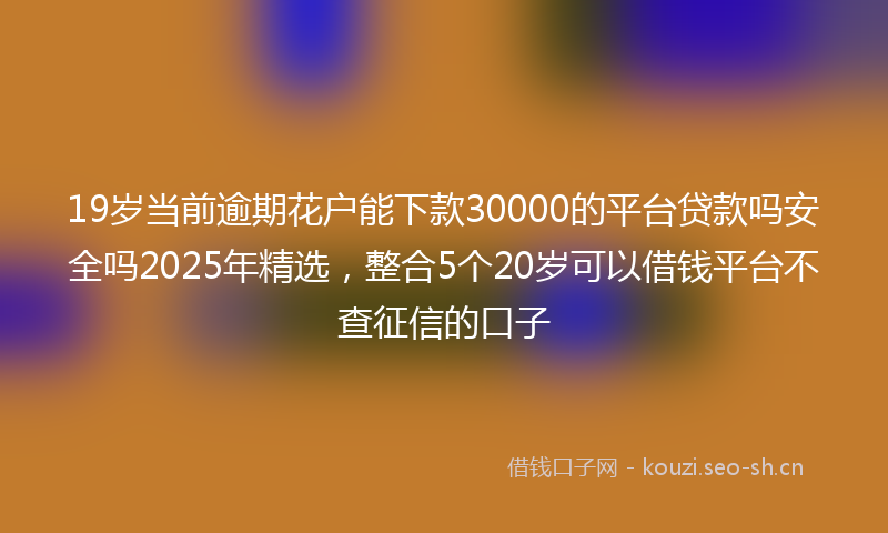 19岁当前逾期花户能下款30000的平台贷款吗安全吗2025年精选，整合5个20岁可以借钱平台不查征信的口子