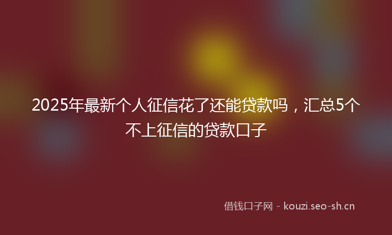 2025年最新个人征信花了还能贷款吗，汇总5个不上征信的贷款口子