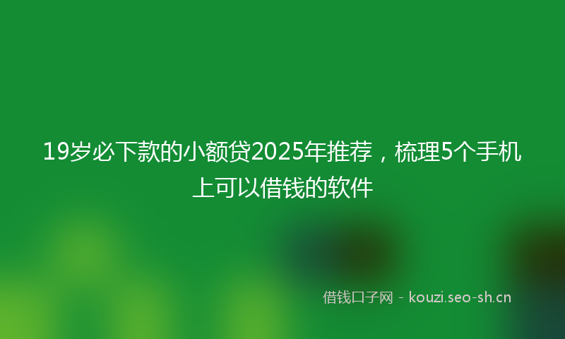 19岁必下款的小额贷2025年推荐，梳理5个手机上可以借钱的软件