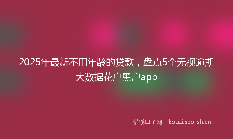 2025年最新不用年龄的贷款，盘点5个无视逾期大数据花户黑户app