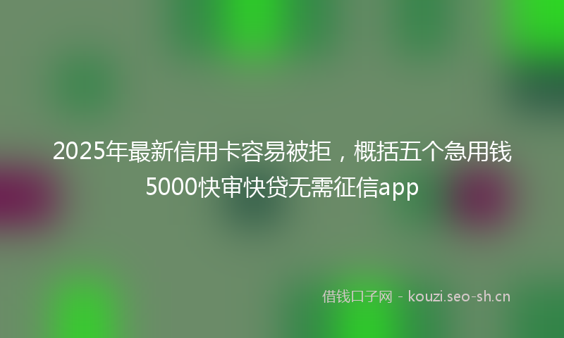 2025年最新信用卡容易被拒，概括五个急用钱5000快审快贷无需征信app