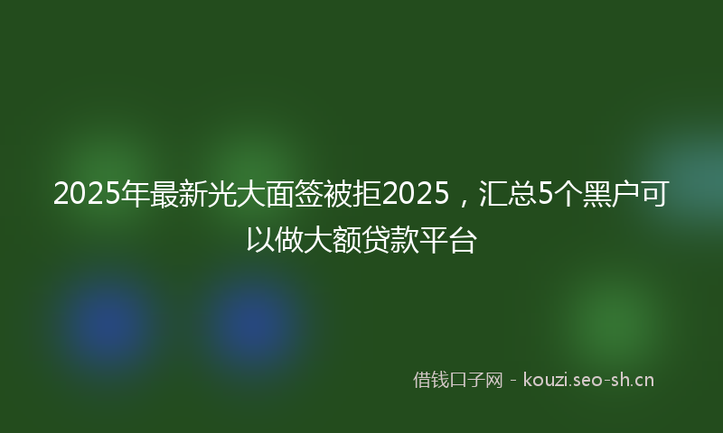 2025年最新光大面签被拒2025，汇总5个黑户可以做大额贷款平台