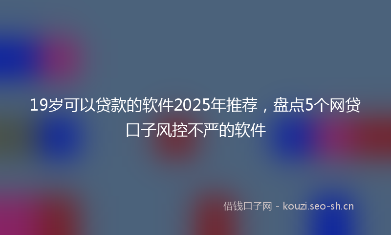 19岁可以贷款的软件2025年推荐，盘点5个网贷口子风控不严的软件