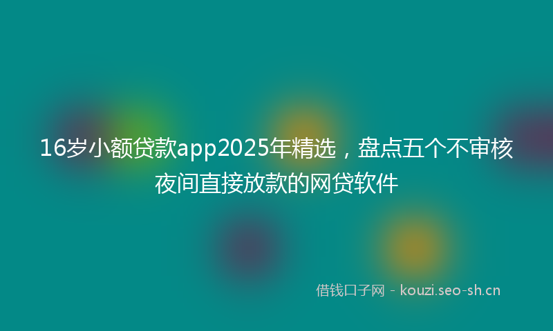 16岁小额贷款app2025年精选,盘点五个不审核夜间直接放款的网贷软件