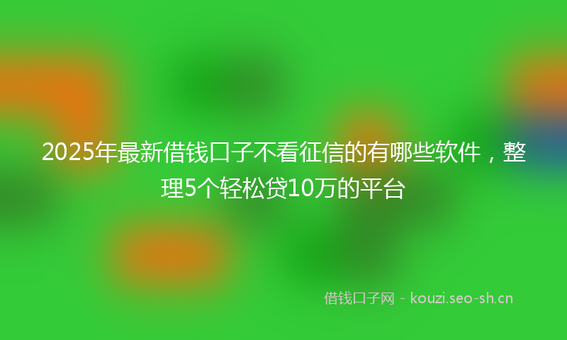2025年最新借钱口子不看征信的有哪些软件，整理5个轻松贷10万的平台