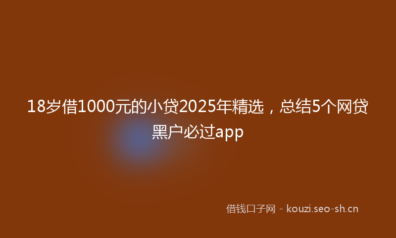 18岁借1000元的小贷2025年精选，总结5个网贷黑户必过app