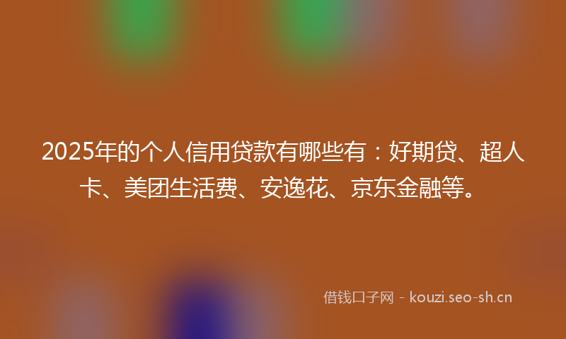 2025年的个人信用贷款有哪些有：好期贷、超人卡、美团生活费、安逸花、京东金融等。