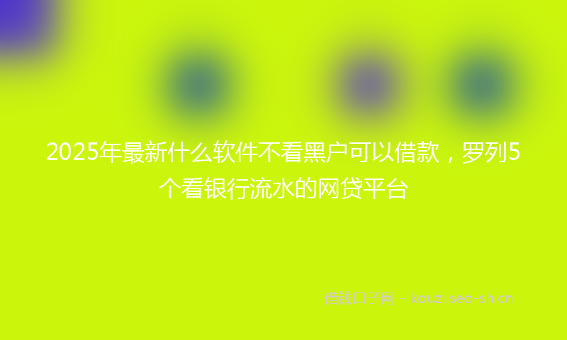 2025年最新什么软件不看黑户可以借款，罗列5个看银行流水的网贷平台