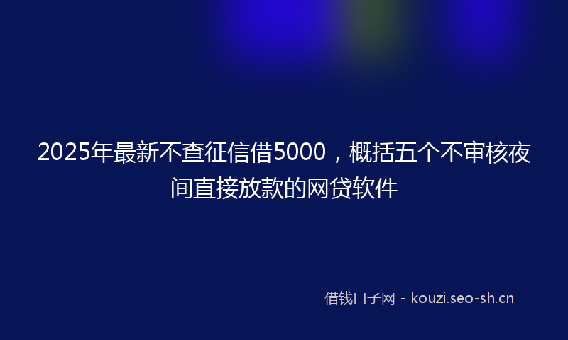 2025年最新不查征信借5000，概括五个不审核夜间直接放款的网贷软件