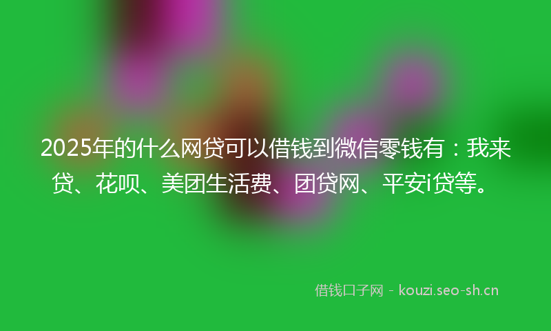 2025年的什么网贷可以借钱到微信零钱有：我来贷、花呗、美团生活费、团贷网、平安i贷等。