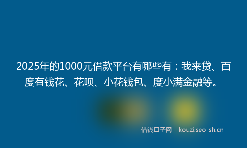 2025年的1000元借款平台有哪些有：我来贷、百度有钱花、花呗、小花钱包、度小满金融等。