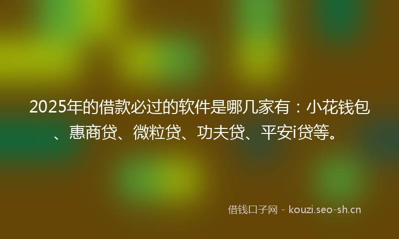 2025年的借款必过的软件是哪几家有：小花钱包、惠商贷、微粒贷、功夫贷、平安i贷等。