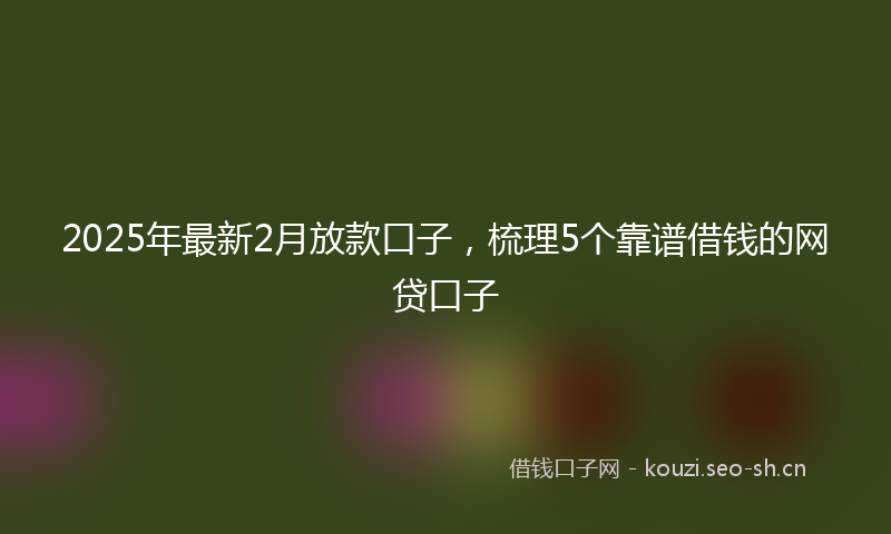 2025年最新2月放款口子，梳理5个靠谱借钱的网贷口子