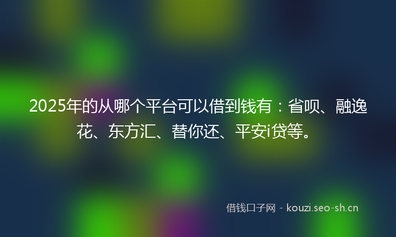 2025年的从哪个平台可以借到钱有：省呗、融逸花、东方汇、替你还、平安i贷等。