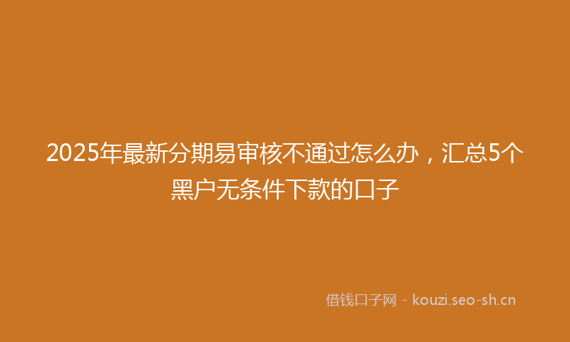 2025年最新分期易审核不通过怎么办，汇总5个黑户无条件下款的口子