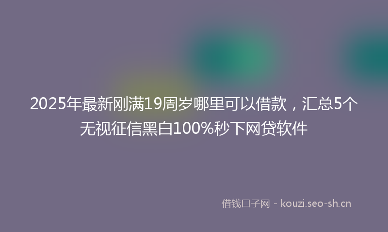 2025年最新刚满19周岁哪里可以借款，汇总5个无视征信黑白100%秒下网贷软件