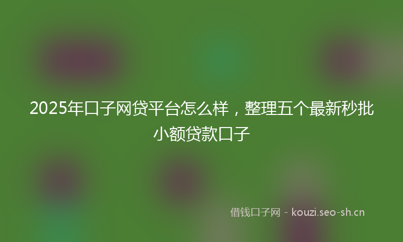 2025年口子网贷平台怎么样，整理五个最新秒批小额贷款口子