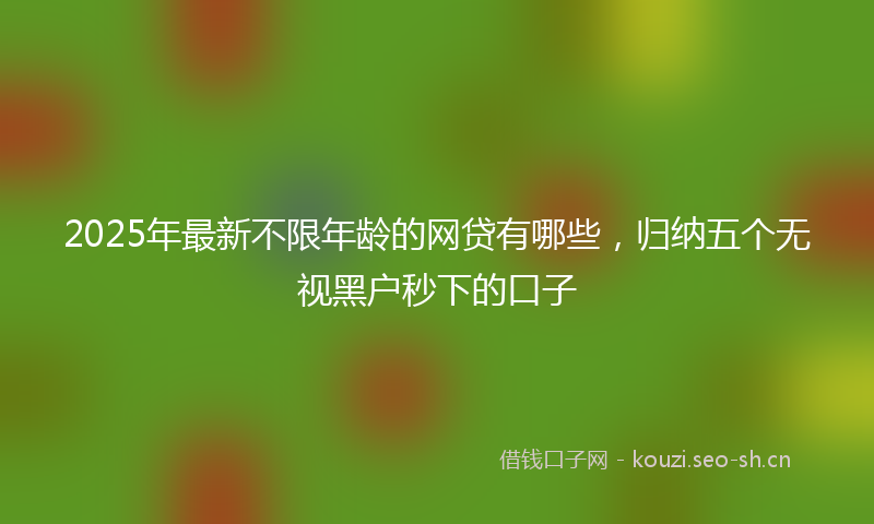 2025年最新不限年龄的网贷有哪些，归纳五个无视黑户秒下的口子