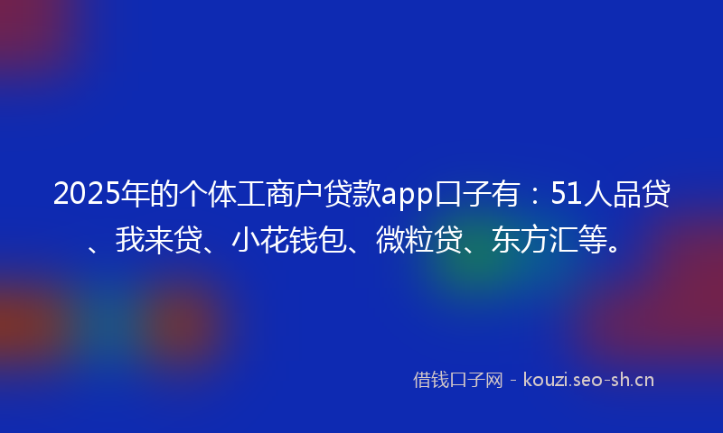 2025年的个体工商户贷款app口子有：51人品贷、我来贷、小花钱包、微粒贷、东方汇等。