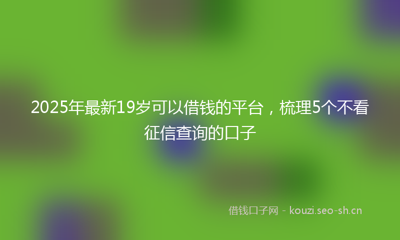 2025年最新19岁可以借钱的平台，梳理5个不看征信查询的口子