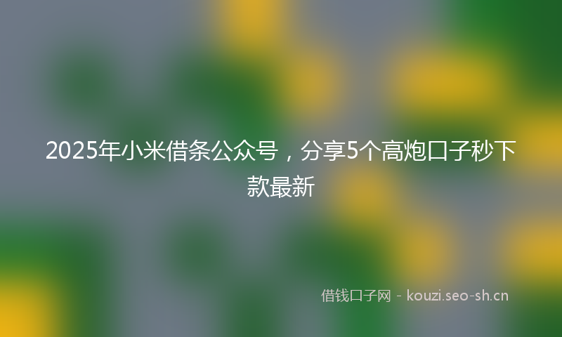 2025年小米借条公众号，分享5个高炮口子秒下款最新