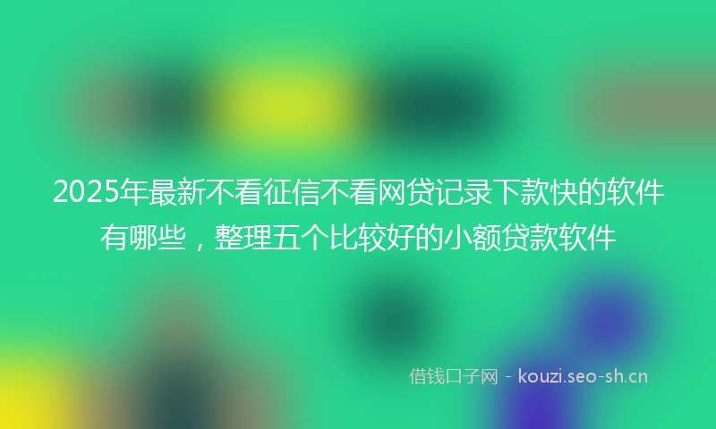 2025年最新不看征信不看网贷记录下款快的软件有哪些，整理五个比较好的小额贷款软件