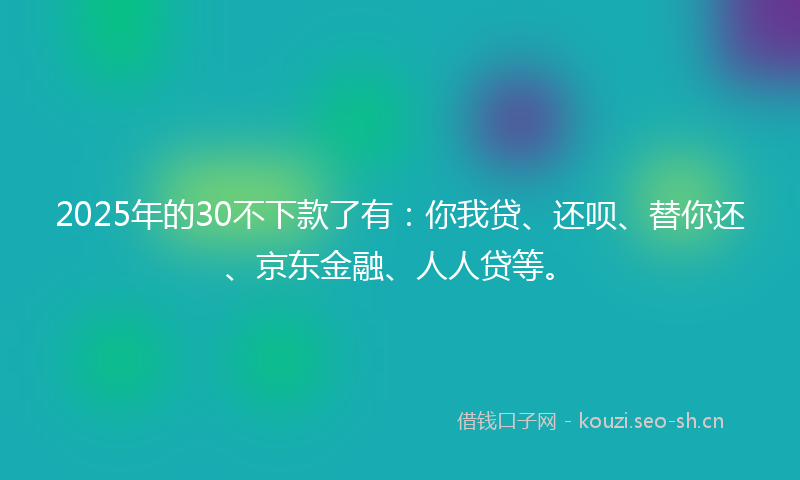 2025年的30不下款了有：你我贷、还呗、替你还、京东金融、人人贷等。