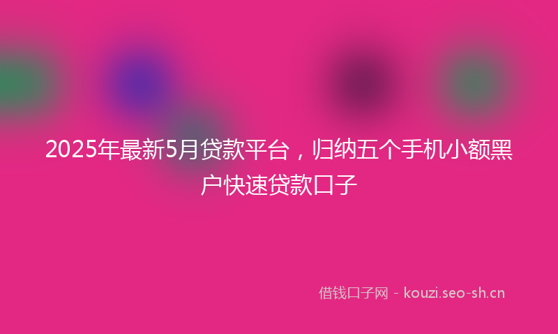 2025年最新5月贷款平台，归纳五个手机小额黑户快速贷款口子