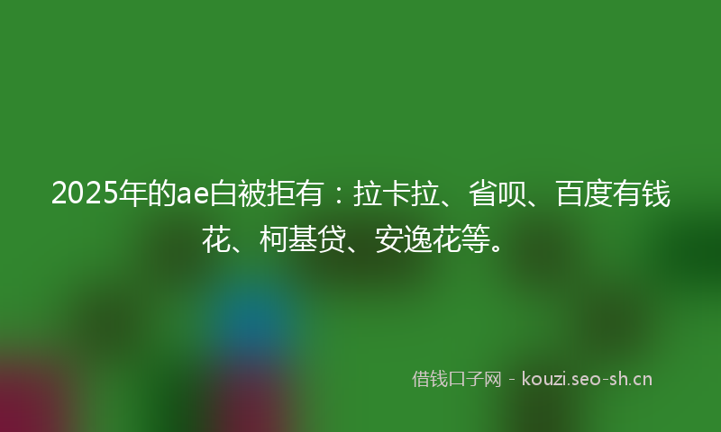 2025年的ae白被拒有：拉卡拉、省呗、百度有钱花、柯基贷、安逸花等。