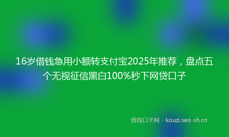 16岁借钱急用小额转支付宝2025年推荐，盘点五个无视征信黑白100%秒下网贷口子