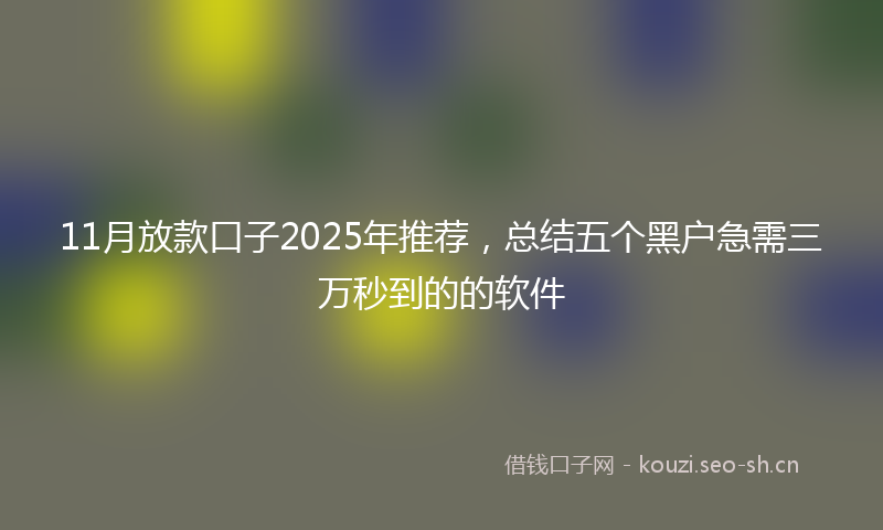 11月放款口子2025年推荐，总结五个黑户急需三万秒到的的软件