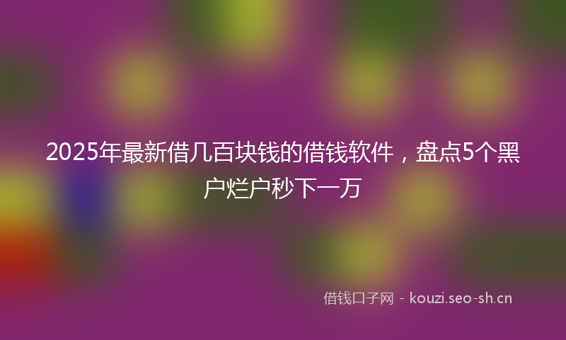 2025年最新借几百块钱的借钱软件，盘点5个黑户烂户秒下一万