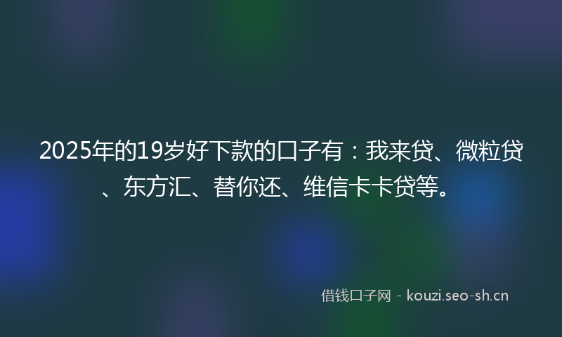 2025年的19岁好下款的口子有：我来贷、微粒贷、东方汇、替你还、维信卡卡贷等。
