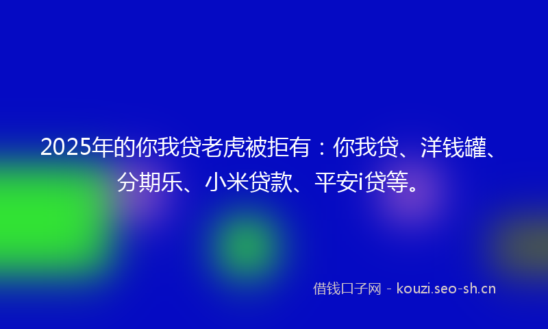 2025年的你我贷老虎被拒有：你我贷、洋钱罐、分期乐、小米贷款、平安i贷等。