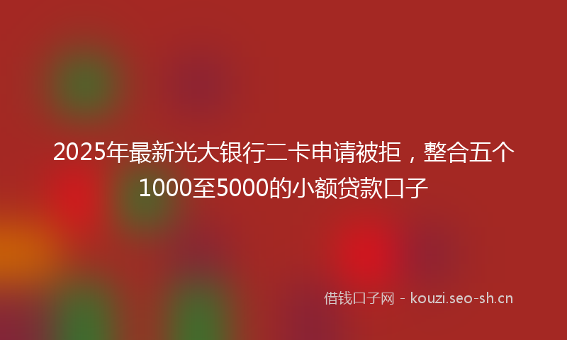 2025年最新光大银行二卡申请被拒，整合五个1000至5000的小额贷款口子