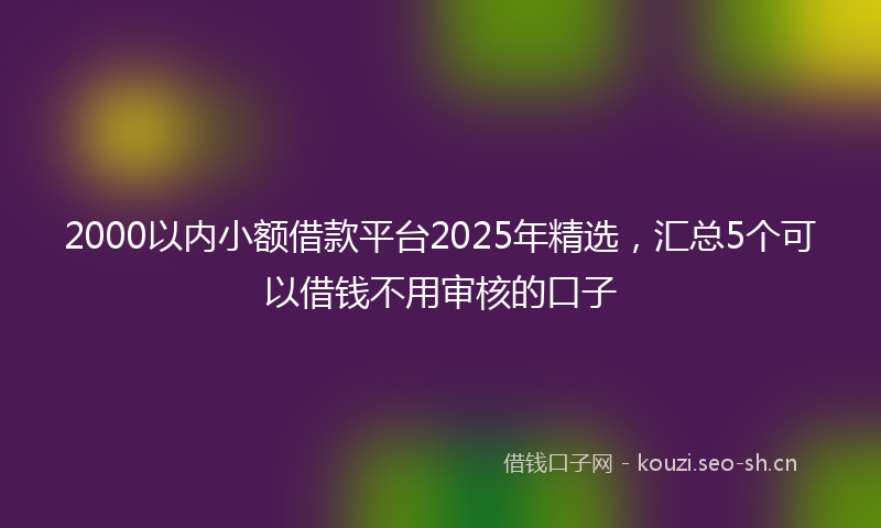 2000以内小额借款平台2025年精选，汇总5个可以借钱不用审核的口子