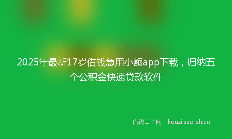 2025年最新17岁借钱急用小额app下载，归纳五个公积金快速贷款软件