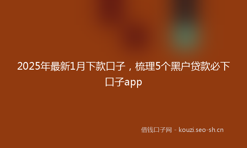 2025年最新1月下款口子，梳理5个黑户贷款必下口子app