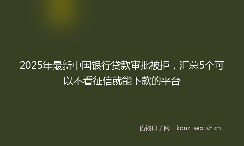 2025年最新中国银行贷款审批被拒，汇总5个可以不看征信就能下款的平台